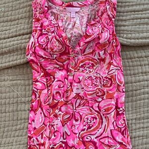 Lilly Pulitzer Pink & Red Floral Sleeveless Tank